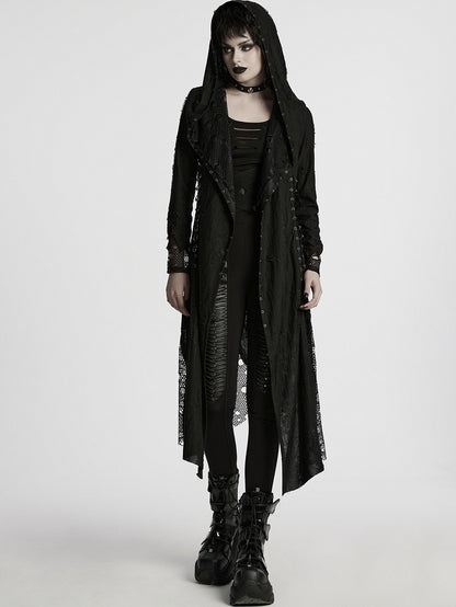 Knitted Black Decadent Coat Gothic Asymmetric