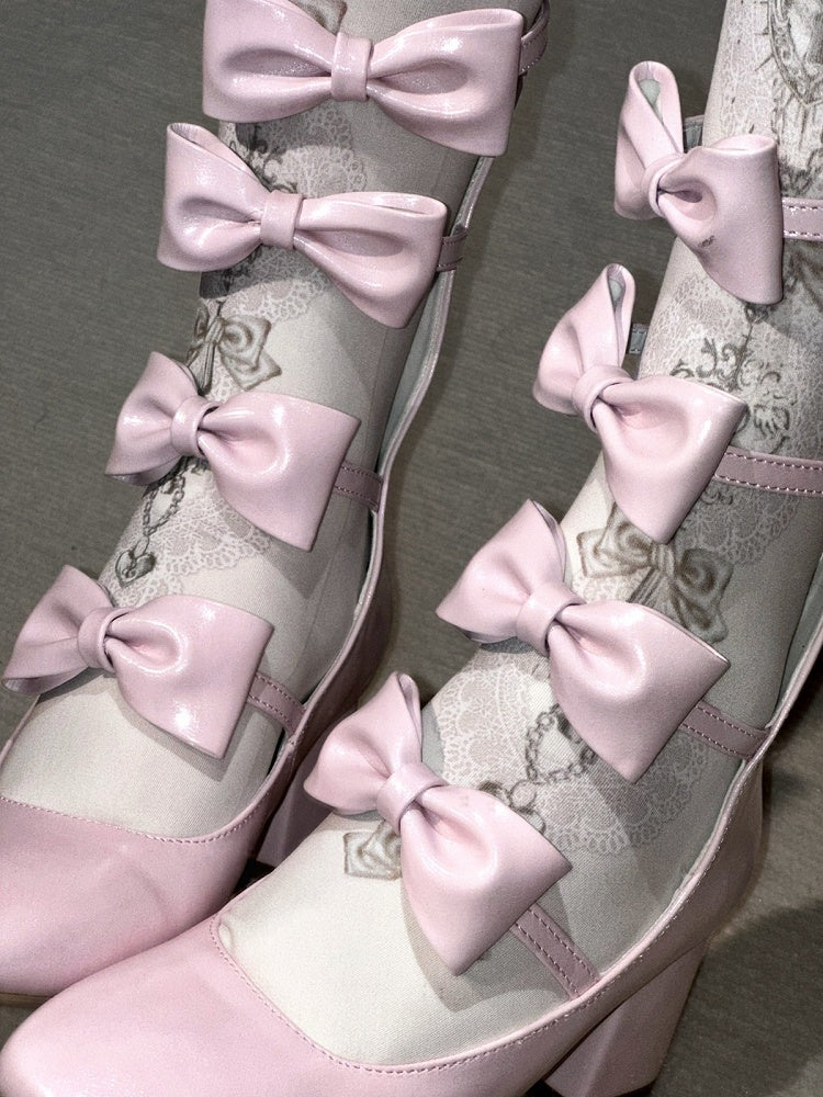 Pink Lolita Square Toe Boots with Back Zip, 6.5CM/3CM Heel - EvilStar