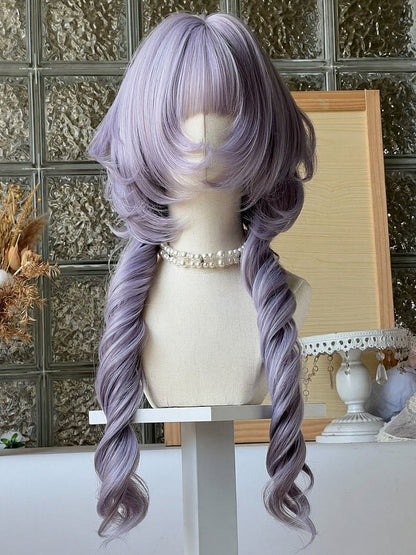 Purple Long Curly Wig with Full Bangs 74cm - Alice Garden