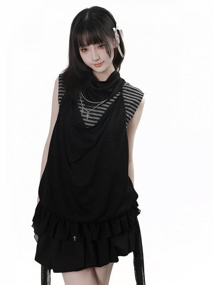 Black Cowl Neck Halter Top - PINK SAVIOR