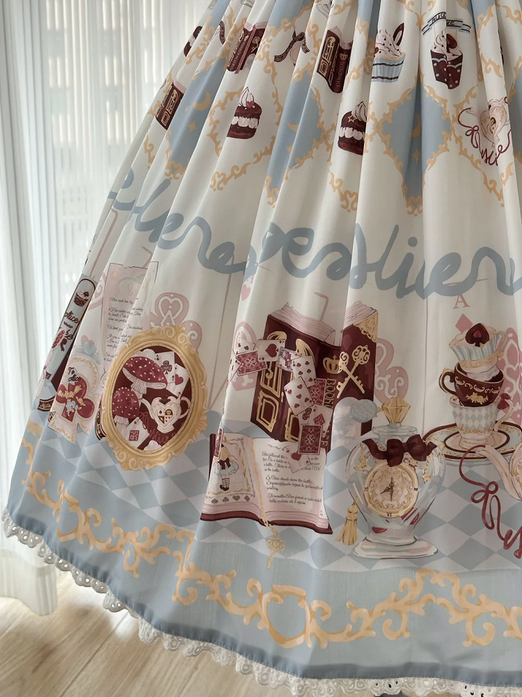 Alice in Wonderland Bunny Print Sweet High Waist Lolita Dress