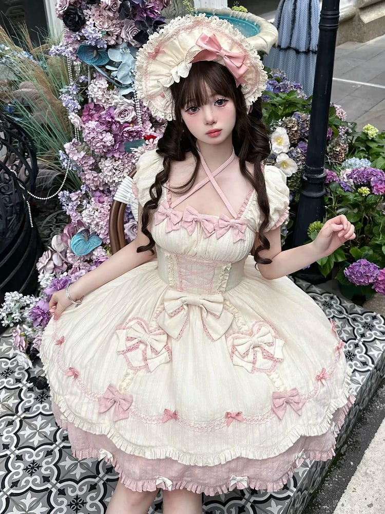 Lolita-Haube und Gelb-Rosa