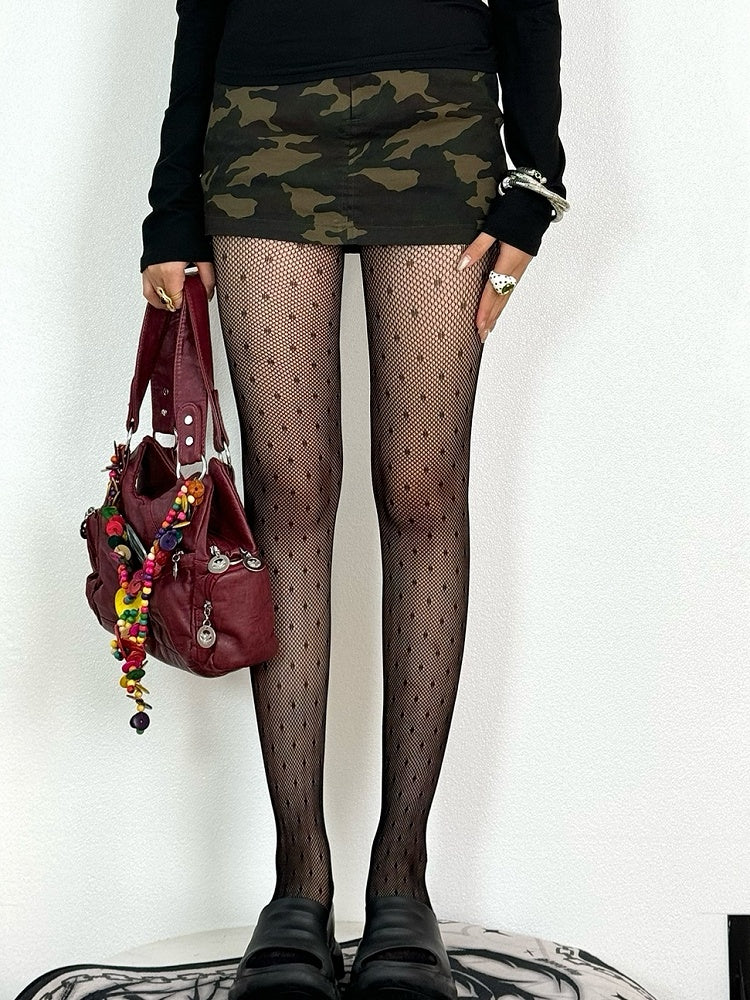 Polka-dot Pattern Purple/White Gray/Black/Dusty Tights