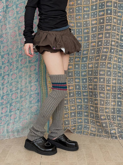 Leg Striped Ribbed Accent Warmers