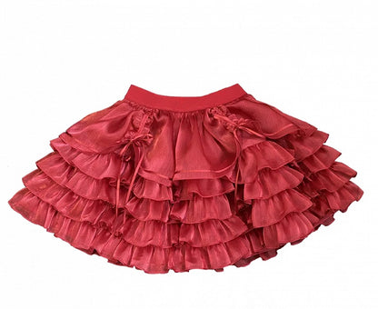 Hem Skirt Lolita Layered Drawstring Gothic Red Ruffle