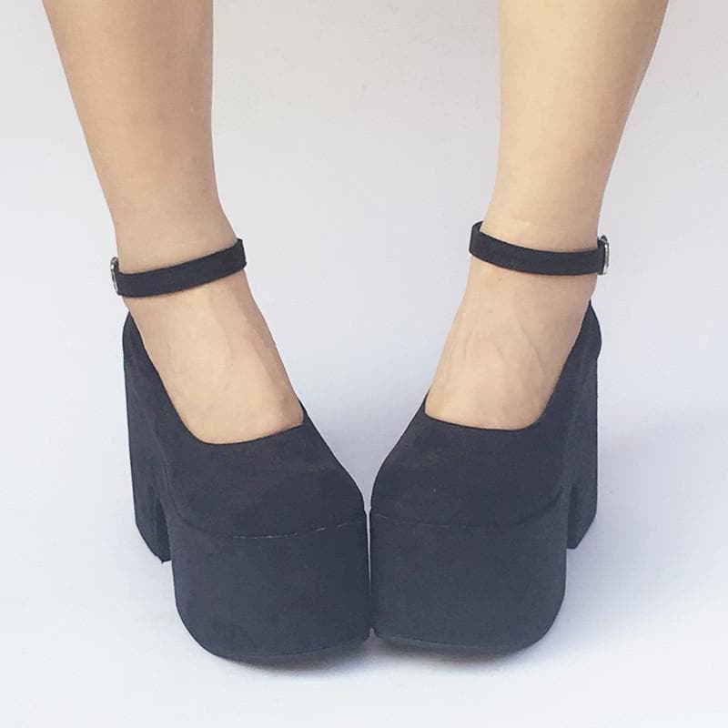 High SP168133 Platform Heels Made Shoes Black Simple Custom