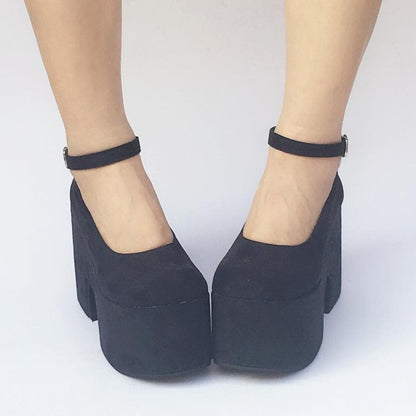 High SP168133 Platform Heels Made Shoes Black Simple Custom