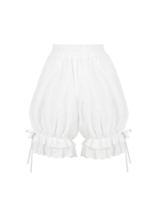 Lolita Waist Elastic and Cuffs White Bloomers