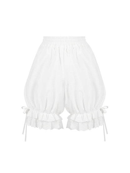 Lolita Bloomers with Elastic Waist and Cuffs in White - With PUJI