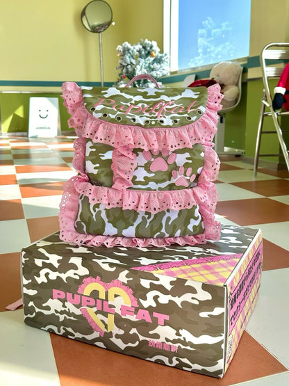 カモフラージュコントラストピンクレーストリムバックパック