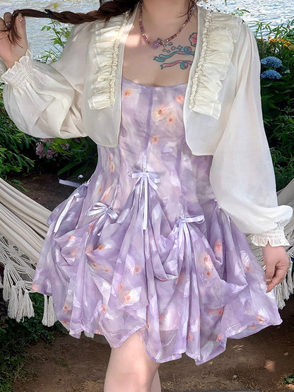 プラスサイズ アプリコット フリルトリム オープンプラケット ラインストーン装飾トップス