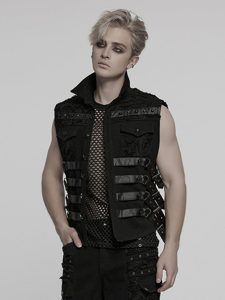 Vest Men's Black Cyberpunk