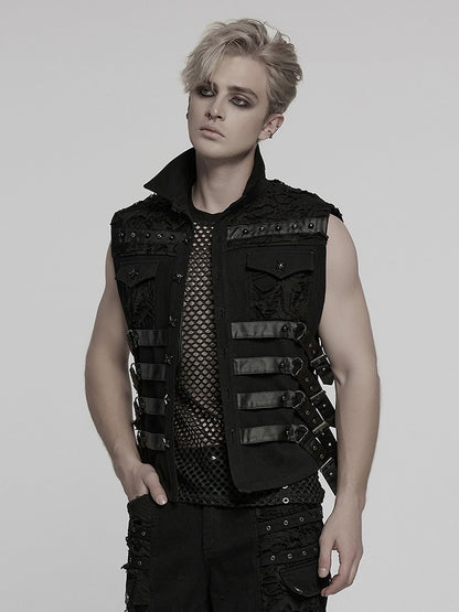Vest Men's Black Cyberpunk