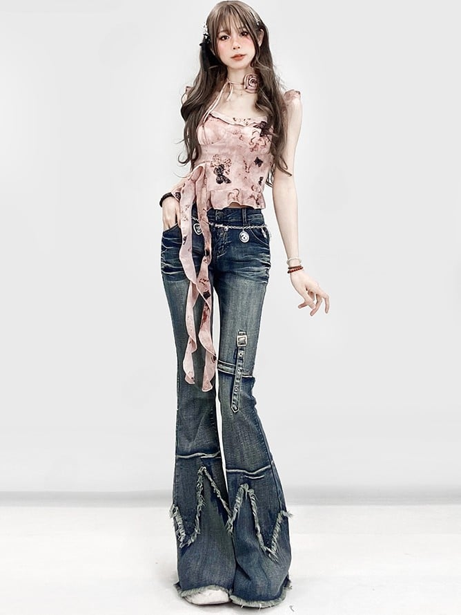 Raw Flare Glamorous Hem Silhouette Jeans Bittersweet Blue