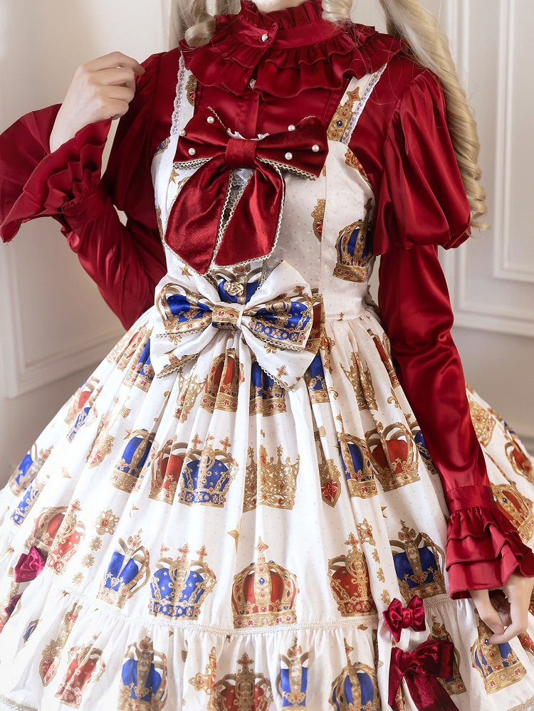 Chemise Lolita rouge en satin à manches Juliette, style gothique