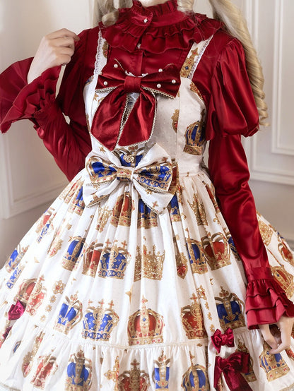 Chemise Lolita rouge en satin à manches Juliette, style gothique