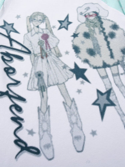 Cyan Pixel Graphic Tee with Polka Dots - Languid Park