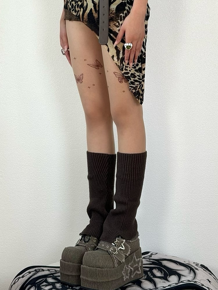 Butterfly Print Y2K Nude Tights