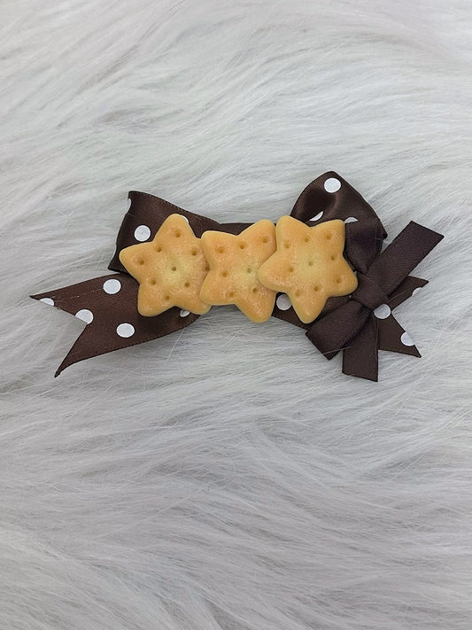 Biscuit Lolita Decorations with Polka-dot Brown Bow Hairclip Sweet