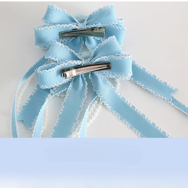 Hairclips Decorated Design WhiteBlue Bowknot Floral Beaded Sweet Lolita