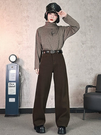 Sleeve Fleece Long Style Lining Brown with Chinese Top