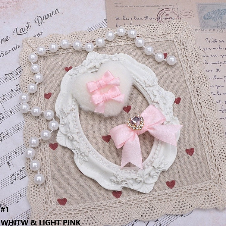 Jirai Plush Heart 10 Options Kei Color Bowknot Hairclips