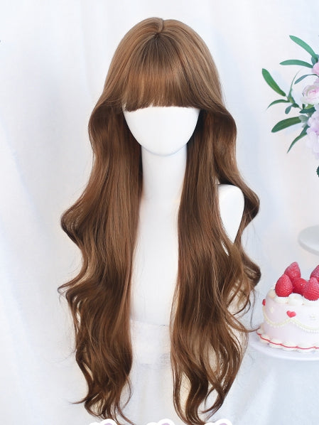 Brown Bangs Wavy Long With 65-70 Wigs