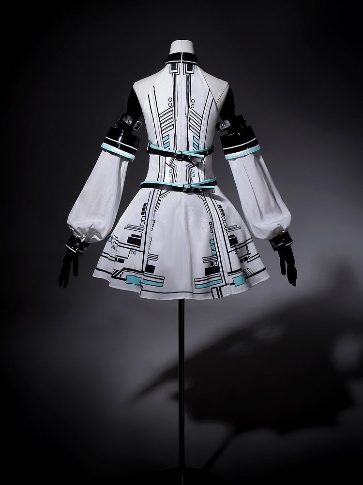 Bunny Sleeves KC Kleid Techwear Neckholder Urban Cyberpunk Weiß + Ohren