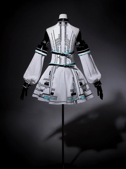 Bunny Sleeves KC Kleid Techwear Neckholder Urban Cyberpunk Weiß + Ohren