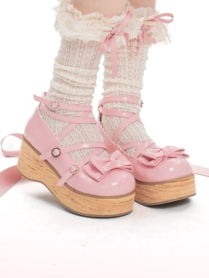 Lolita Toe Shoes Platform Round Sweet - Pink Peach