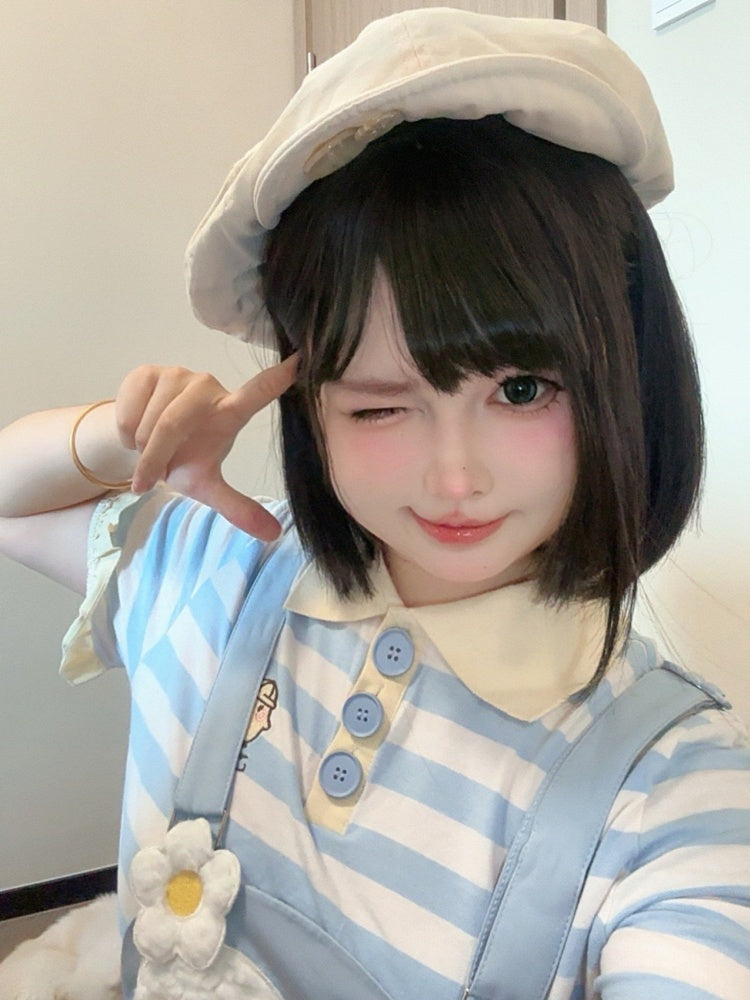 ベレー帽 ベージュ 装飾ボタン