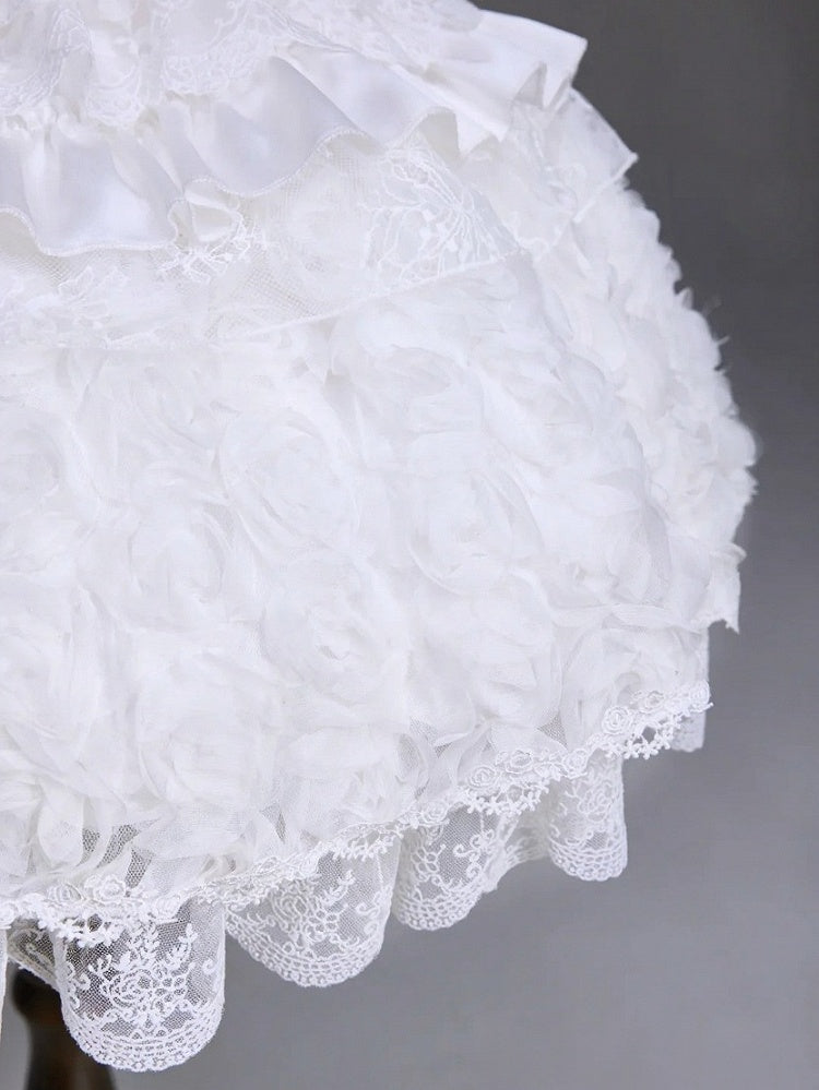 White Hime Lolita Elegant JSK Set with Cape and Overlay - Airfreeing