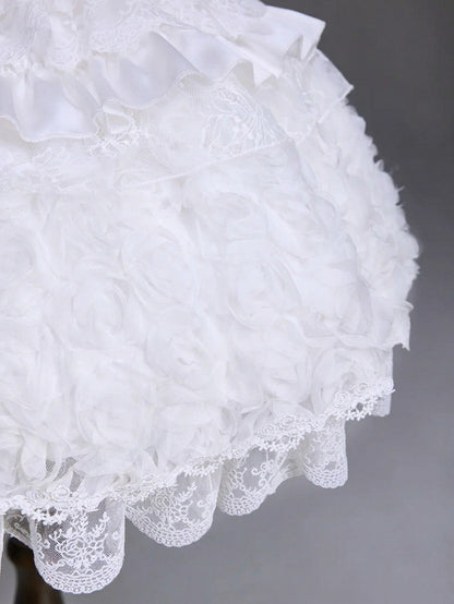 White Hime Lolita Elegant JSK Set with Cape and Overlay - Airfreeing