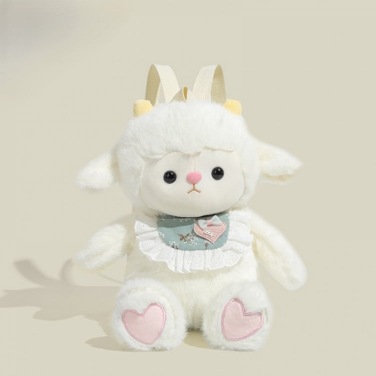 Plush Sheep Backpack White Cute