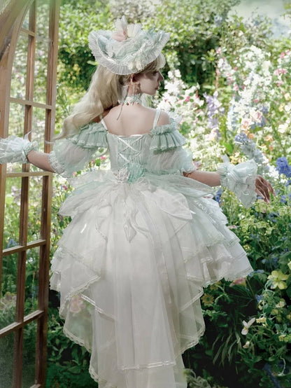 Kleid Lolita Prinzessin Lagen Grün Balletcore Tulpen Themenrock