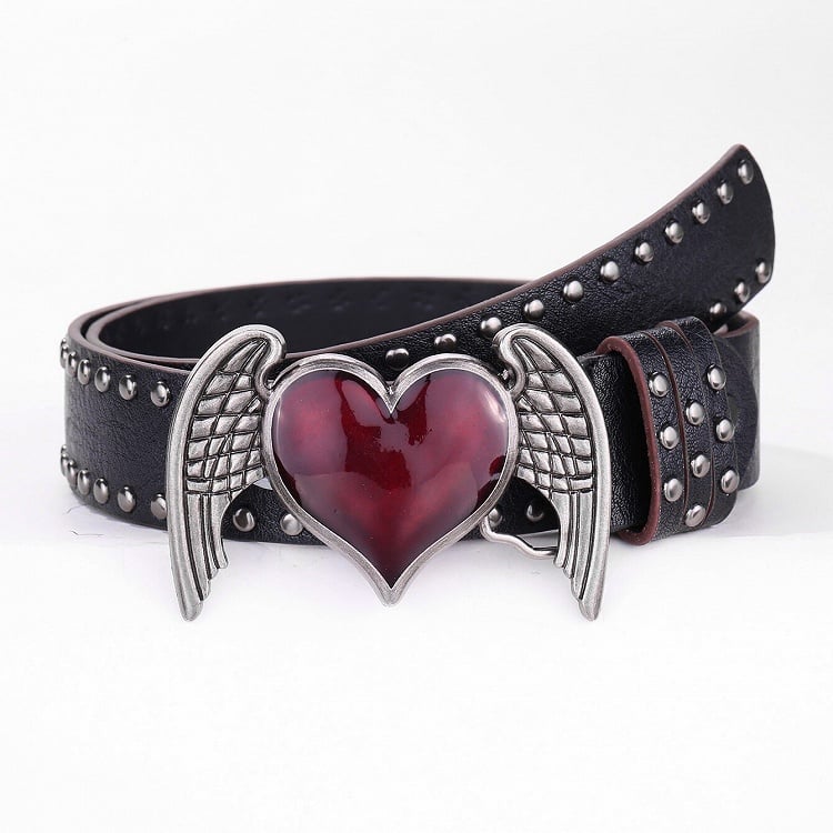 Black Red Heart Belt - CRAZY GIRL