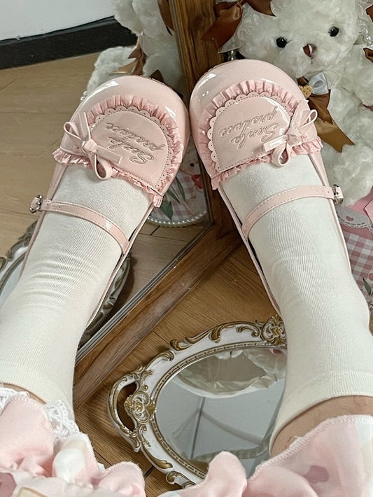 Lolita Sweet Janes Letter Embroidery Mary with Accents Pink Knotted