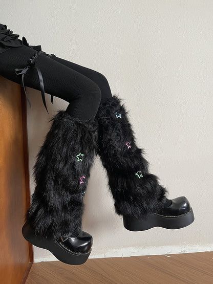 Colorful with Y2K Warmers Decorations Black/White Leg Star Plush