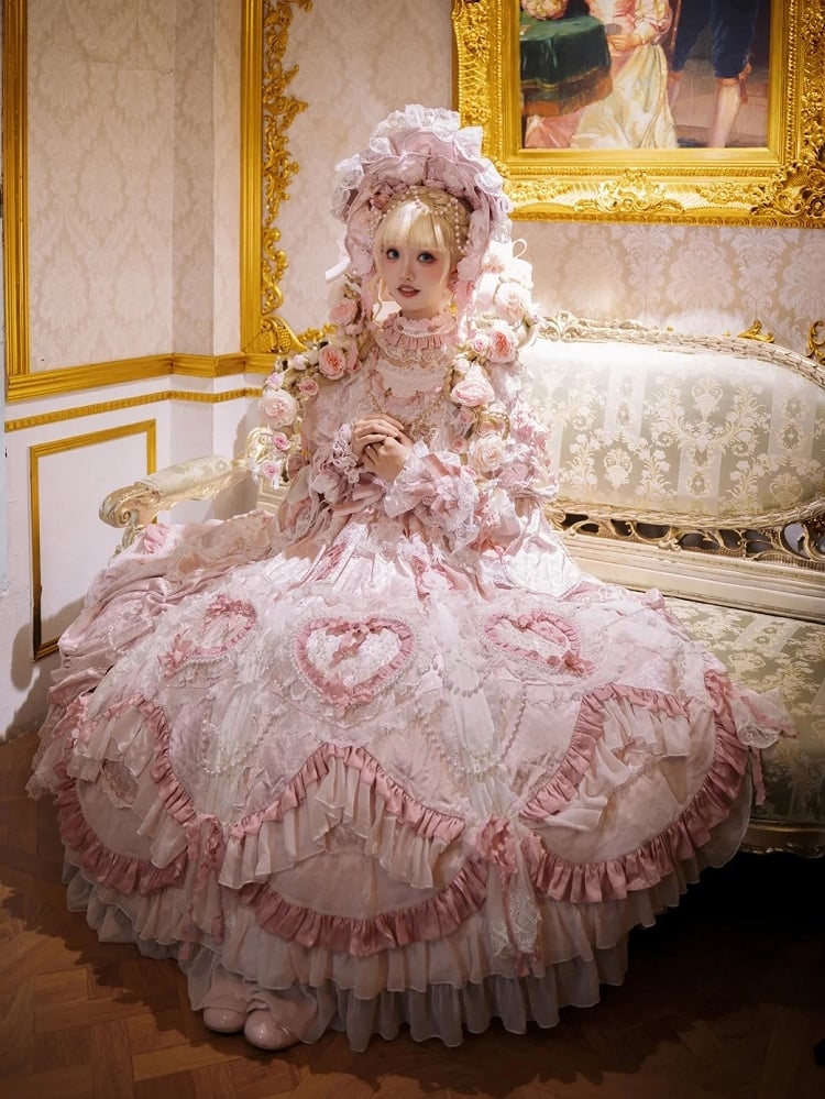 Rosette Gorgeous and Floral Hanayome Light Details Chain Lolita Pink Gown Bead Embroidery