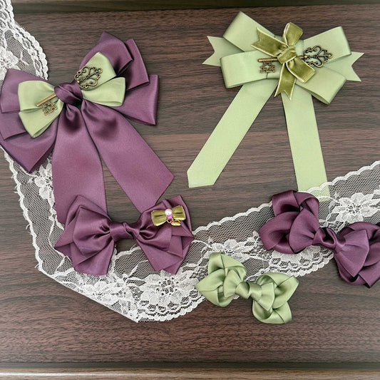 in - Hairclips Purple Cottagecore Grape Green Set Key Accent Lolita Vintage