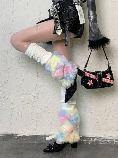 レインボーY2Kシャギーレッグウォーマー