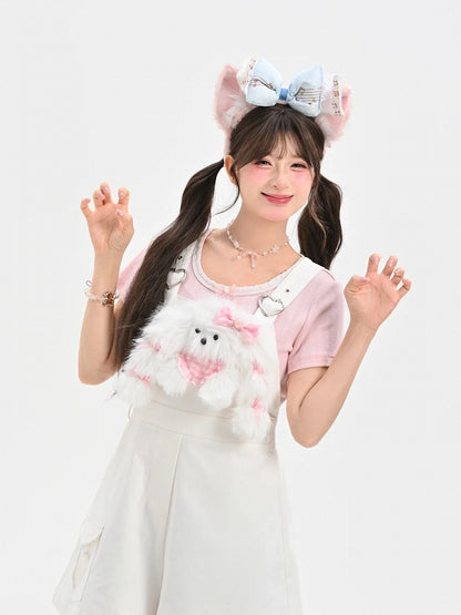 かわいい夢Tシャツ ピンク ラウンドネック