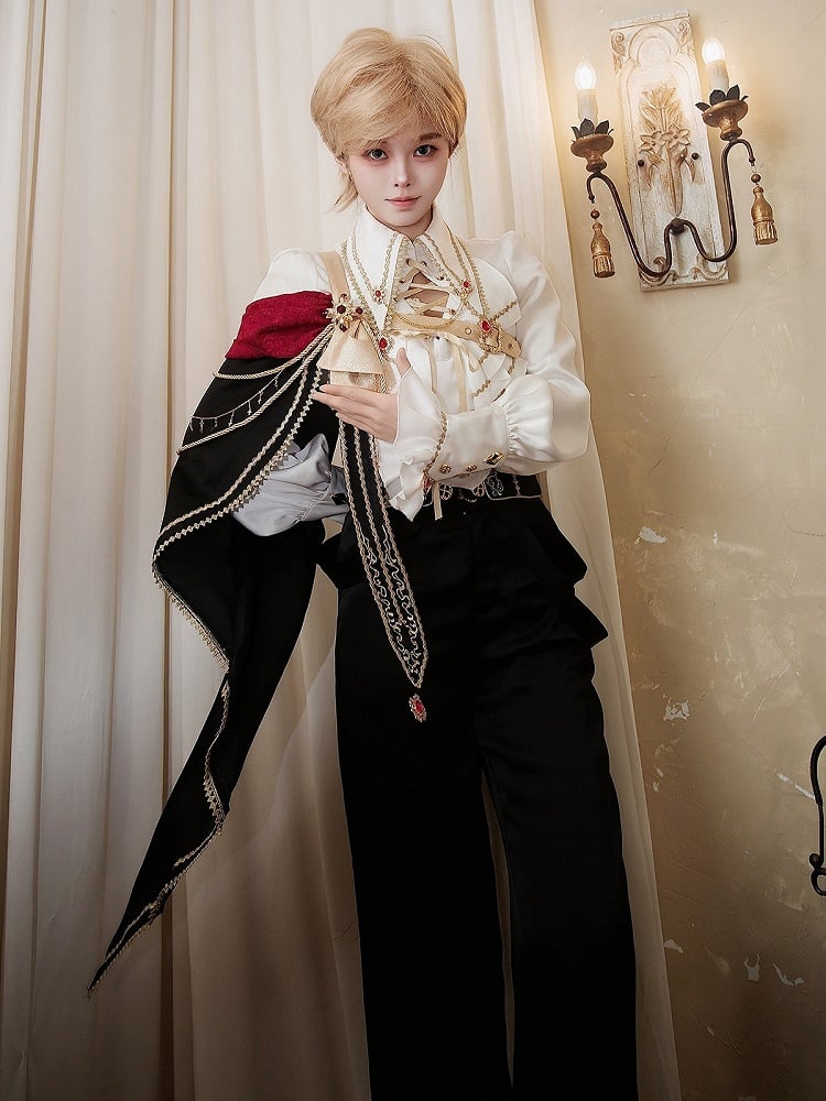 Elegant White Ouji Lolita Jabot Collar Shirt - Xiong Dou Jiang
