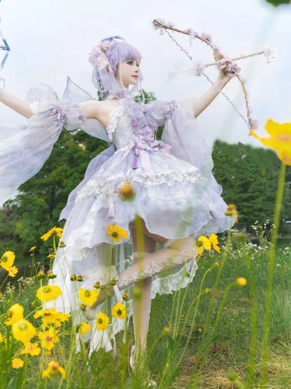 Kleid Fee Set Design Lila Schmetterling JSK Prinzessin Lolita Floral Volle