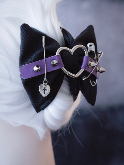Heart Claw Black Studs With And Buckle Pins Clip Purple