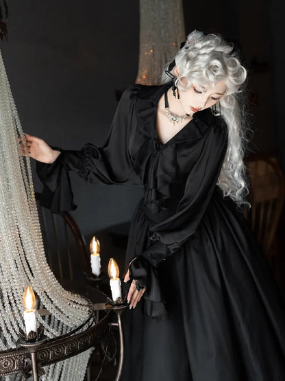 Black Aristocrat Gothic Lolita Swallow Tail Long Sleeves Shirt