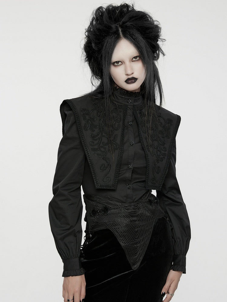 Wide Shirt Shoulder Retro Goth Black