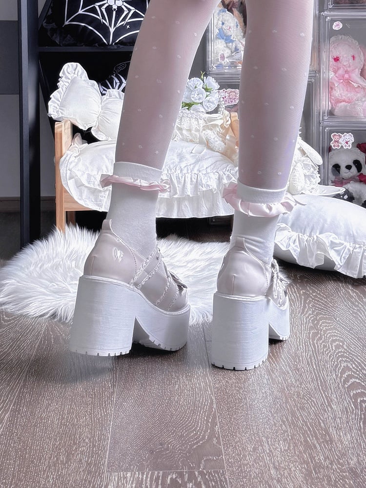 Block 9.5cm Heel | Kei Mary Janes Platform Pink Jirai