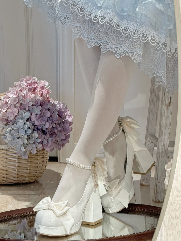 Sweet Toe Mary Bowknot White Janes Platform Details Lolita Round Shoes