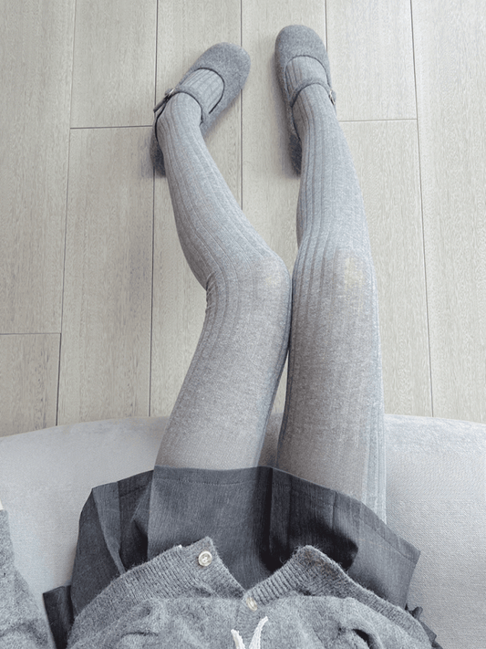 ホワイト/グレーストライプタイツ